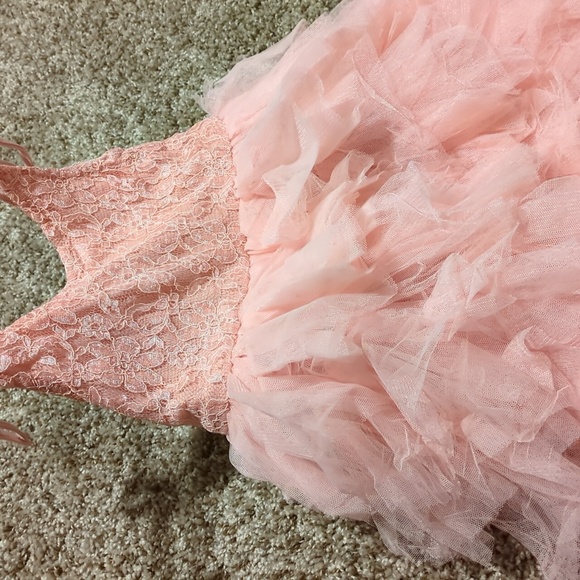 Kids Pink Ruffle Lace Dress - Picture 3 of 3